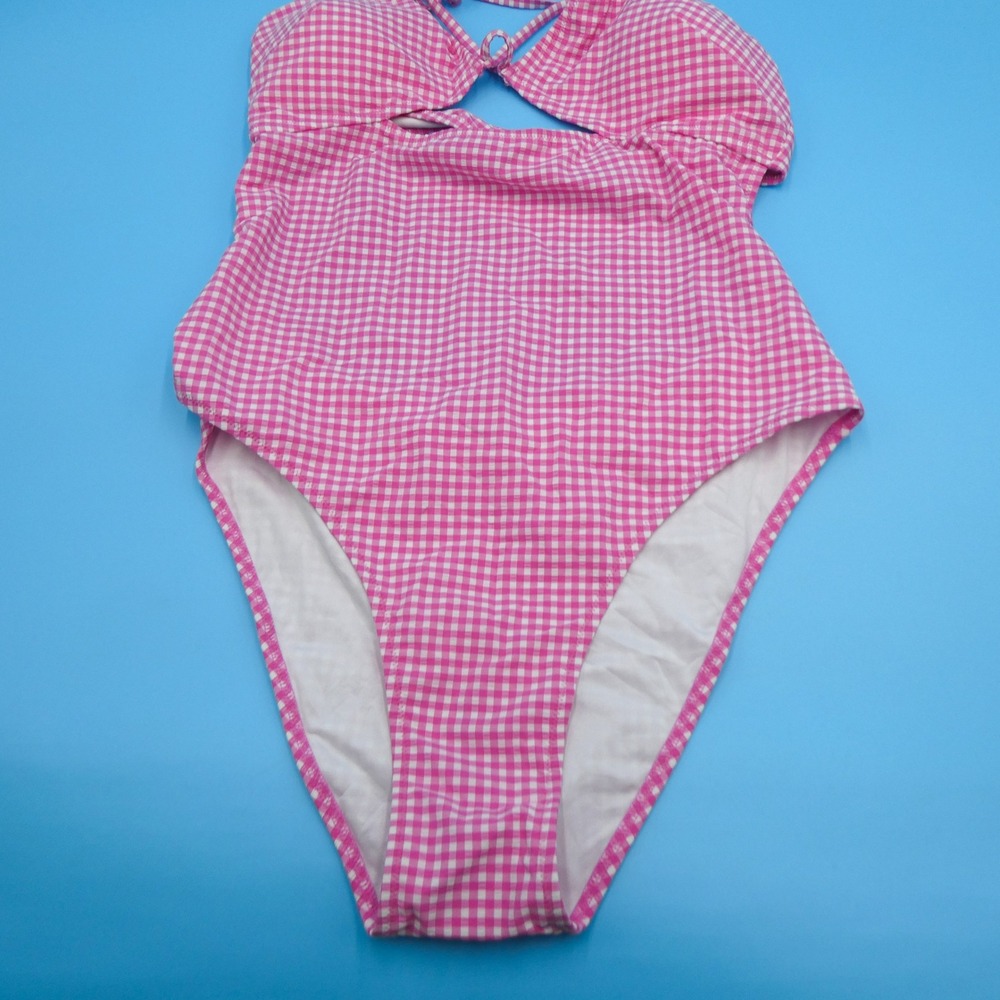 Victoria's Secret One Piece Swimsuit Womens Extra Large Gingham Pink Cutout XL - Picture 2 of 8